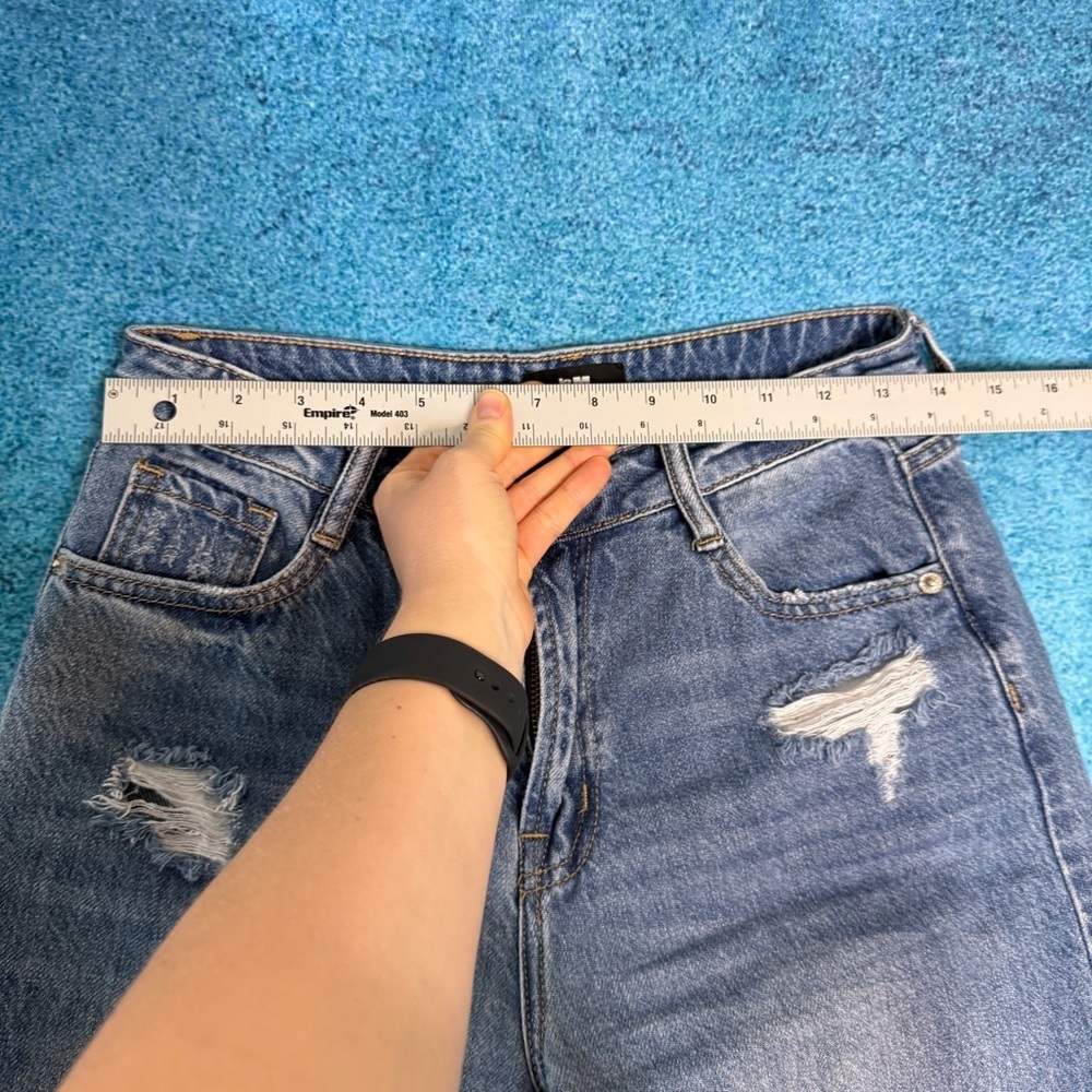 I&M Black Label Distressed Womens Wide Leg Denim Blue Jeans Size 5 Fits 28x29 - Picture 3 of 15